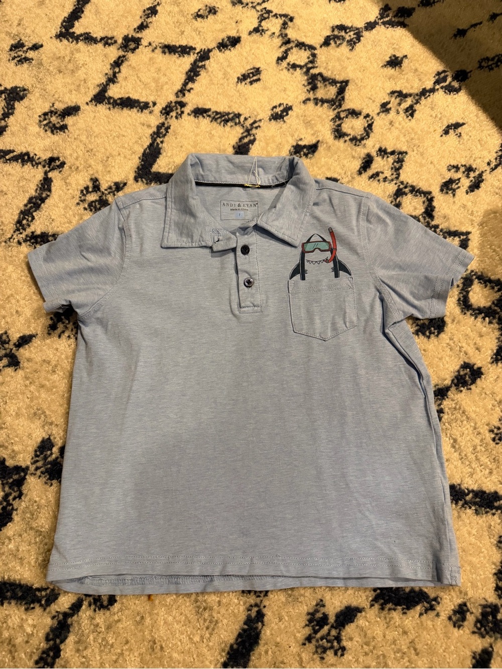Like New Andy & Evan polo shirt, scuba shark. Size 7